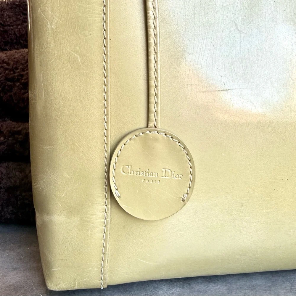 Dior Vintage Maris Pearl Green Leather Mini Tote, Lady Dior Galliano era Y2K